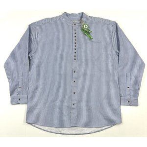 Civilian Mens Large Shirt Traditional Irish Grandfather Pullover Striped Cotton